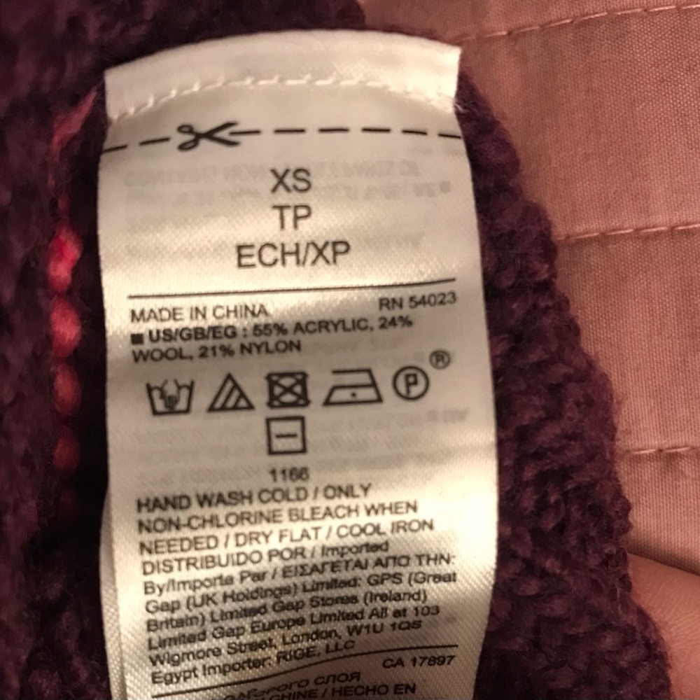GAP Colorblock (Pink, Red, Yellow, Purple) Cozy Wool Sweater Size XS - Picture 4 of 4